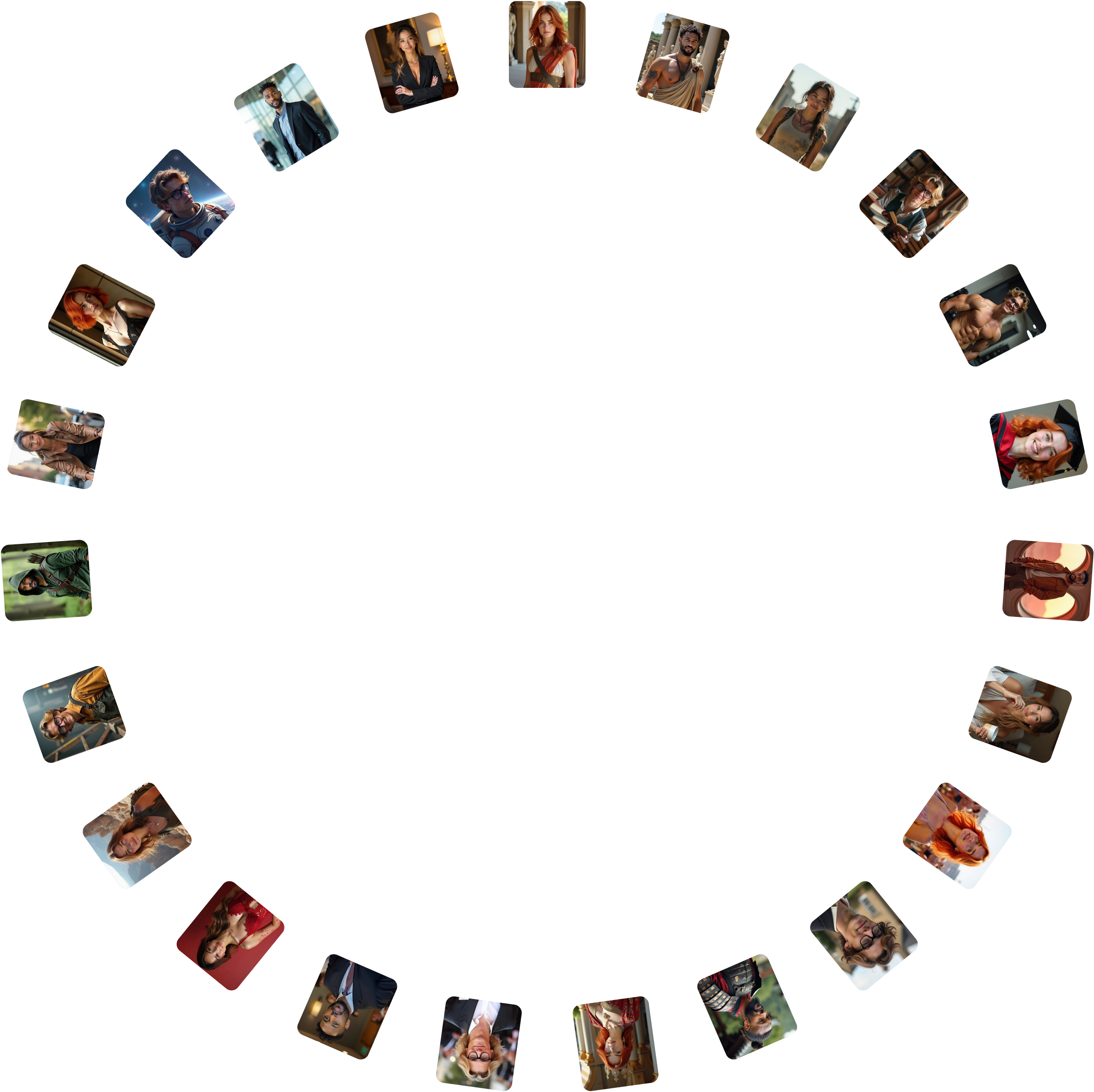 Circle of photos generated by Photographe.ai