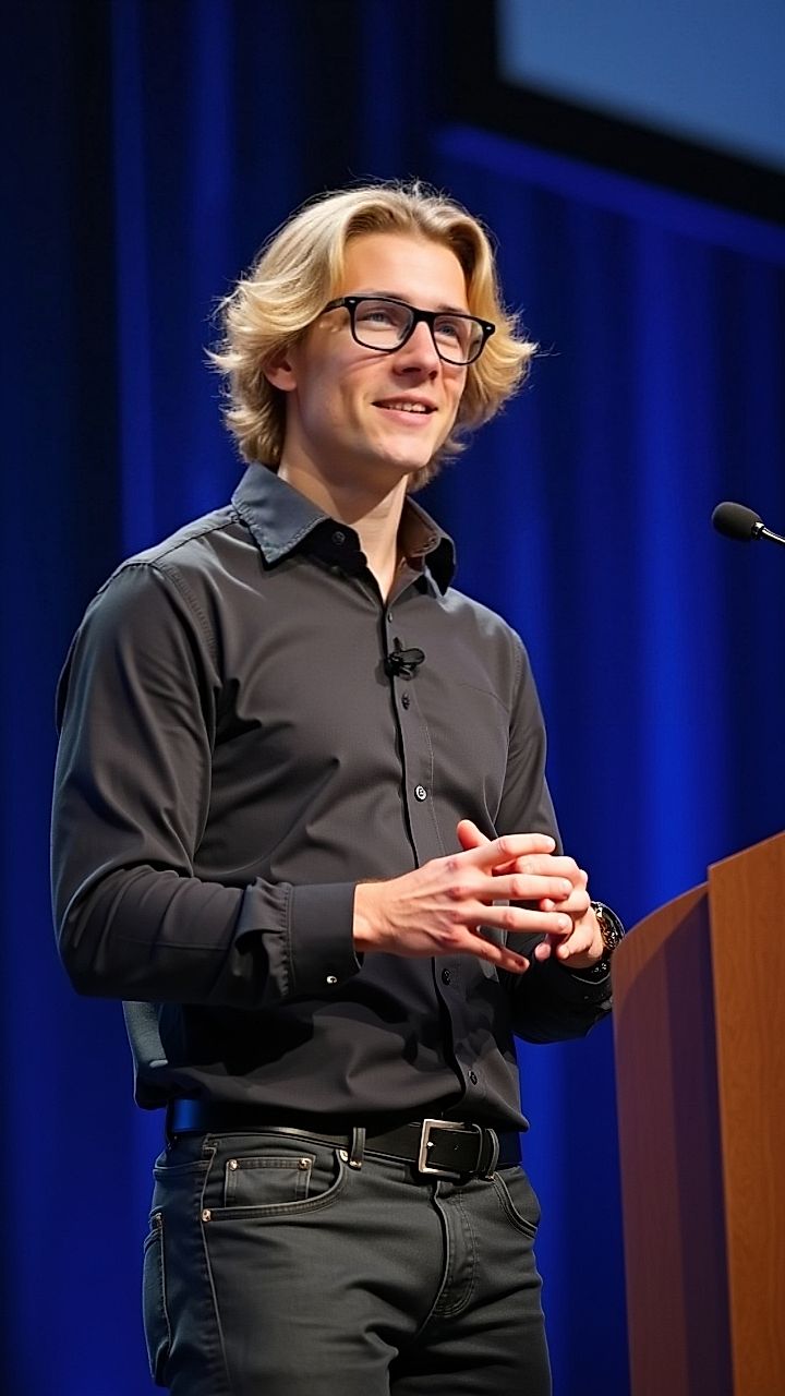 Executive portrait, speaking at a conference