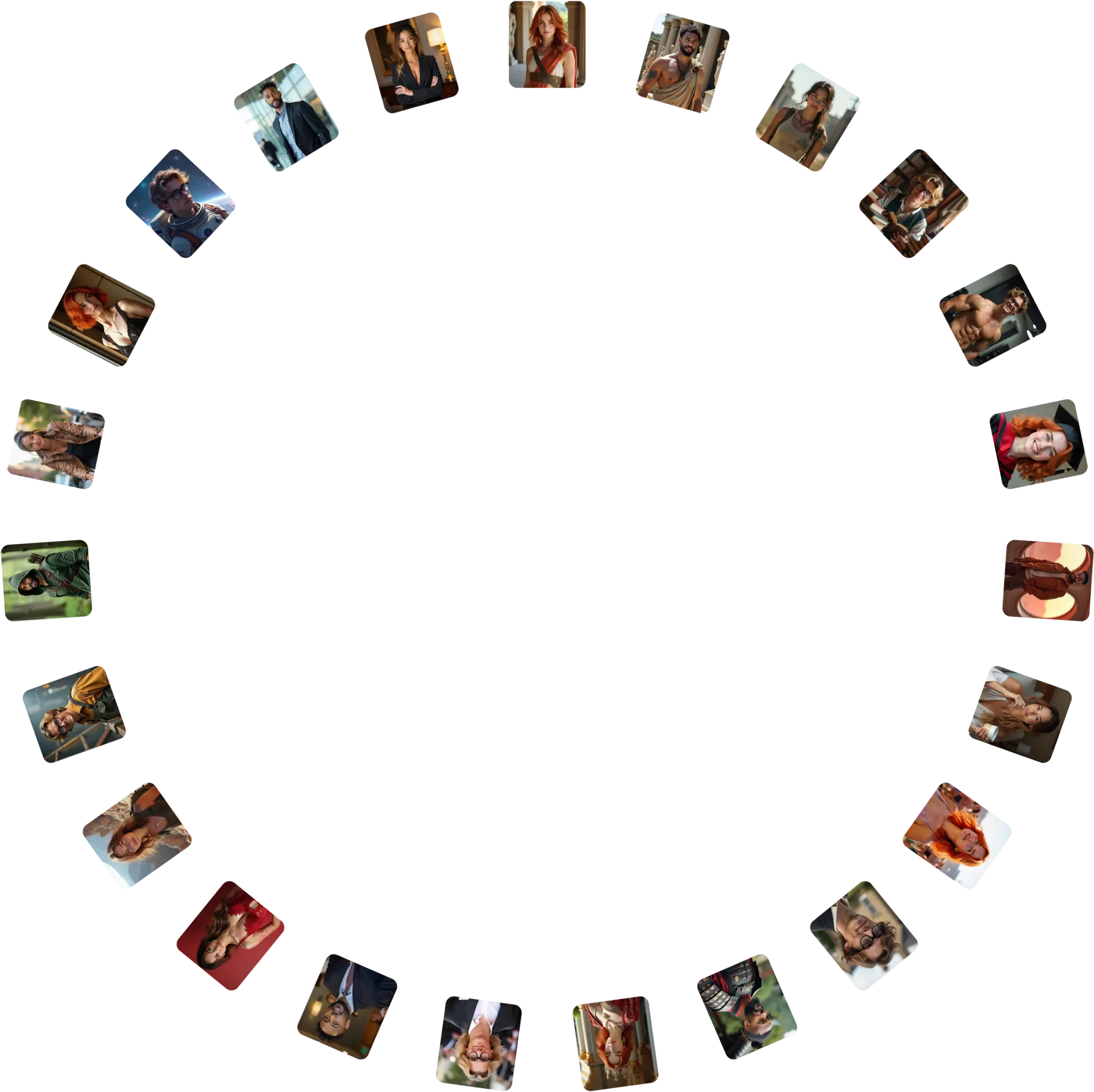 Circle of photos generated by Photographe.ai
